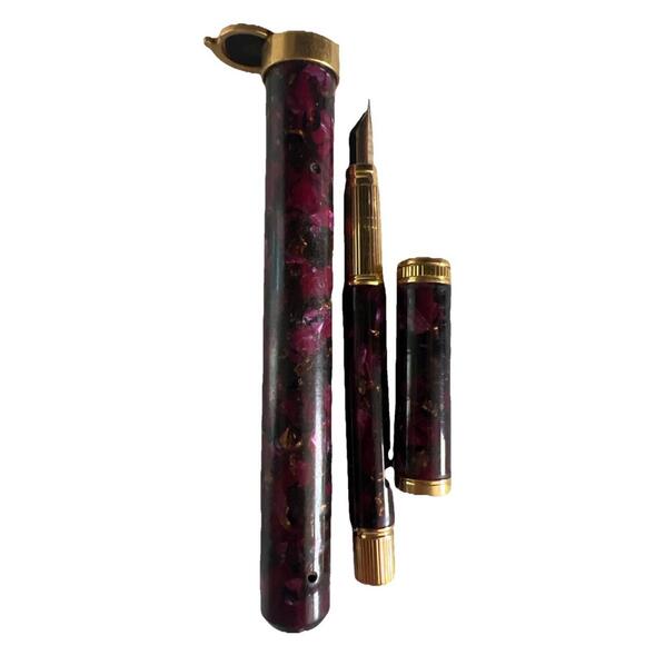 Waterman Lady Agathe  Fountain Pen Magenta Bronze 18K Gold Med Pt - Picture 1 of 6